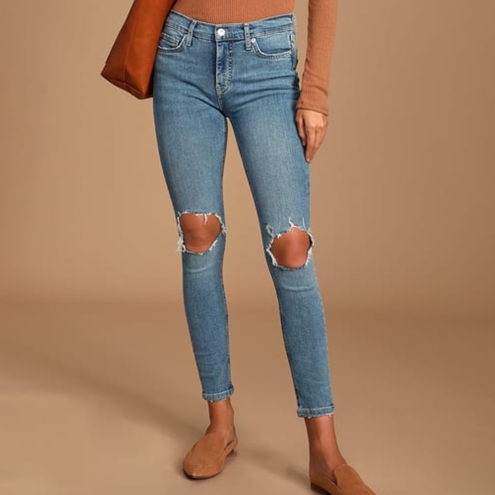 Free People High Rise Busted Knee Skinny 30